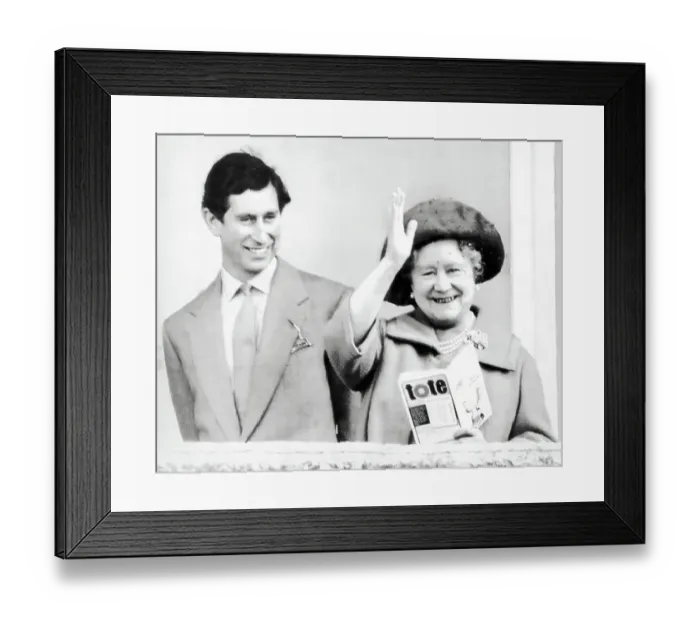 Framed Print : Prince Charles and the Queen Mother at Cheltenham racecourse Framed Print : Prince Charles and the Queen Mother at Cheltenham racecourse