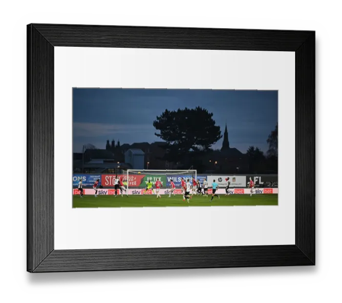 Framed Print : Welcome to Wrexham AFC-the far end of the ground where the old Kopp stand has been demolished Framed Print : Welcome to Wrexham AFC-the far end of the ground where the old Kopp stand has been demolished
