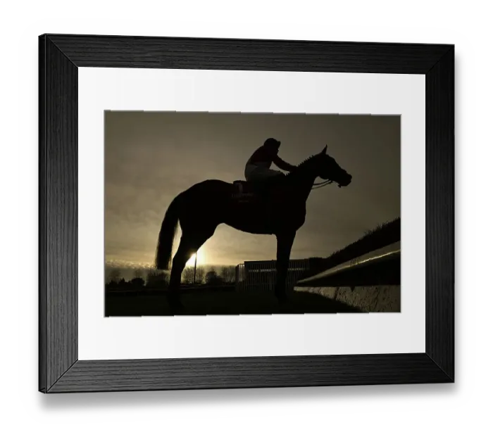 Framed Print : The King George V1 Chase Kempton Park Allaho stands at the last in the King George V1 before the race Framed Print : The King George V1 Chase Kempton Park Allaho stands at the last in the King George V1 before the race