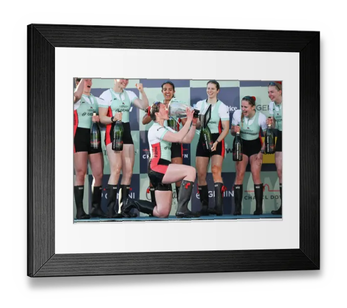 Framed Print : 2024 Boat Race Victorious Cambridge womens team