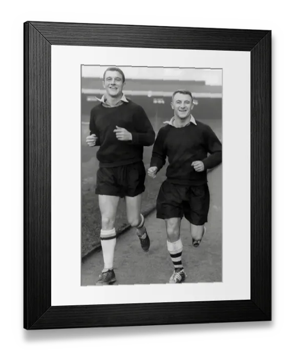 Framed Print : Arsenal players David Herd and Tommy Docherty training Framed Print : Arsenal players David Herd and Tommy Docherty training