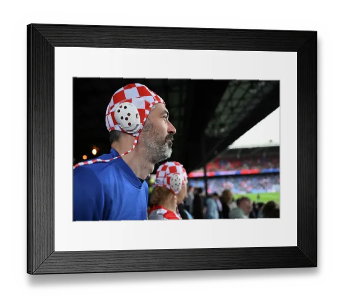 Framed Print : Soul of Sport Selhurst Crystal Palace v Manchester City 2024 Man City fans dressed with water polo hats