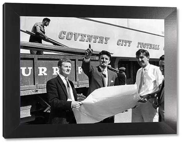 Jimmy Hill discusses modernisation of Coventry City Football Club with planners and builders, 1964