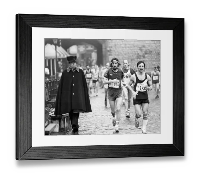 Framed Print : Runners taking part in the 1981 London Marathon - at Tower Bridge Framed Print : Runners taking part in the 1981 London Marathon - at Tower Bridge