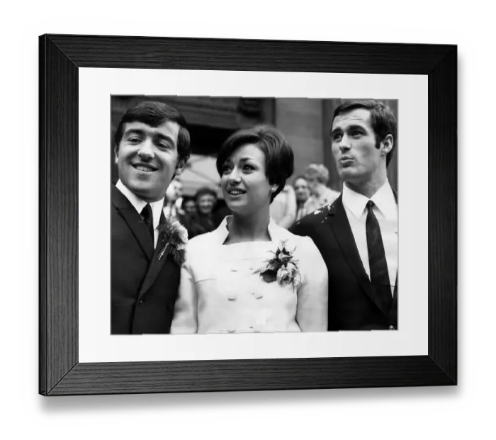 Framed Print : Arsenal's George Graham marrying Marie Zia accompanied by Best Man Terry Venables of Spurs 1967 Framed Print : Arsenal's George Graham marrying Marie Zia accompanied by Best Man Terry Venables of Spurs 1967