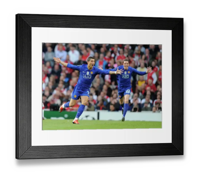 Framed Print : Cristian Ronaldo celebrates with John O'Shea Framed Print : Cristian Ronaldo celebrates with John O'Shea