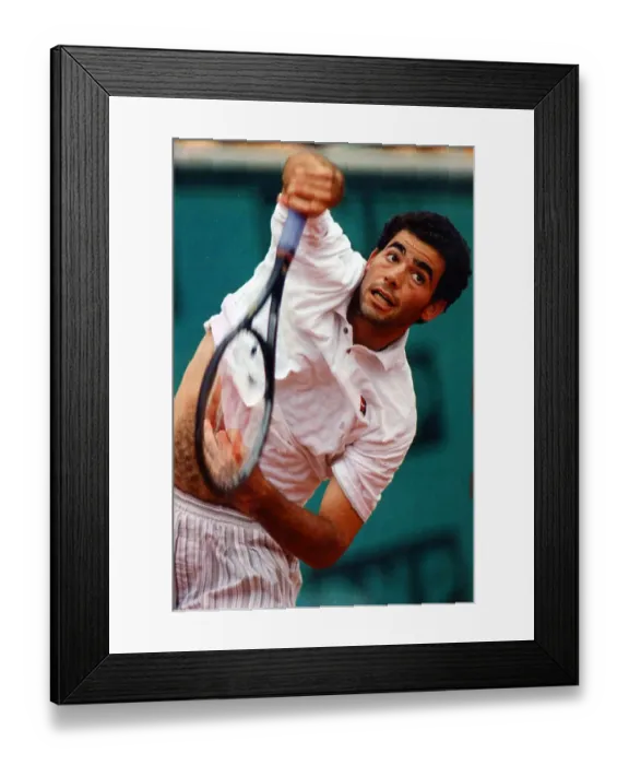 Framed Print : Pete Sampras (USA) during his victory over Scott Draper at the French Open 1996