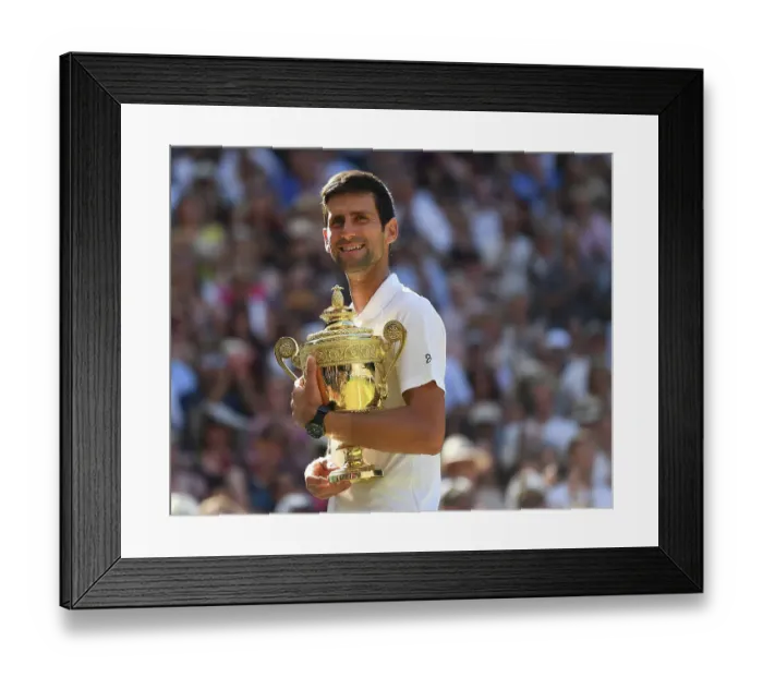 Framed Print : Novak Djokovic with the winners trophy. Wimbledon 2018 Framed Print : Novak Djokovic with the winners trophy. Wimbledon 2018