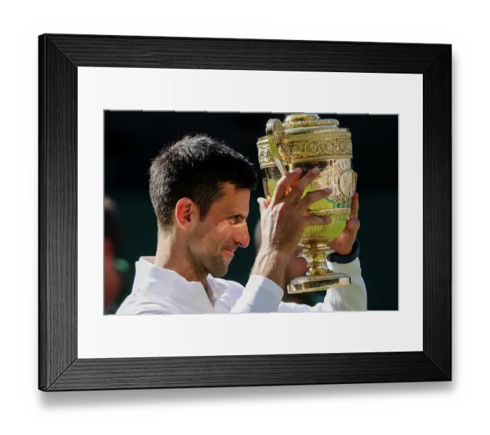Framed Print : Novak Djokovic celebrates victory Wimbledon Men's Singles Final 2022