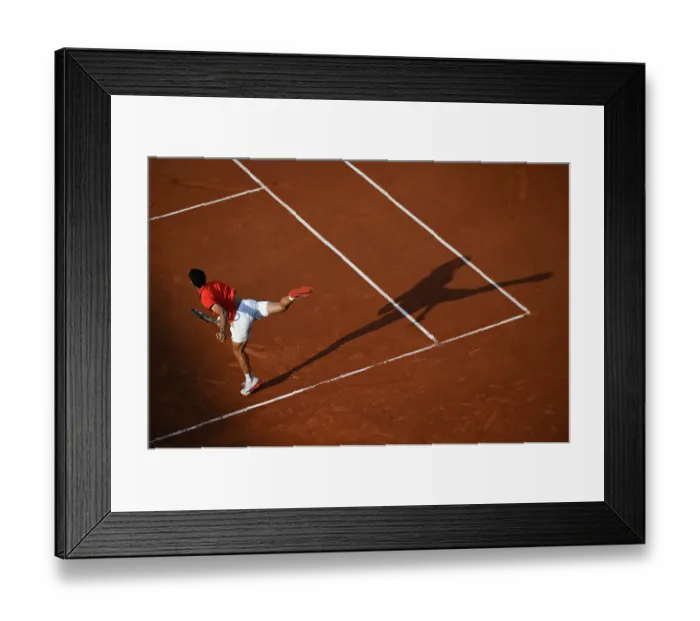 Framed Print : Alcaraz in action on the clay court Paris 2024 Olympics Framed Print : Alcaraz in action on the clay court Paris 2024 Olympics