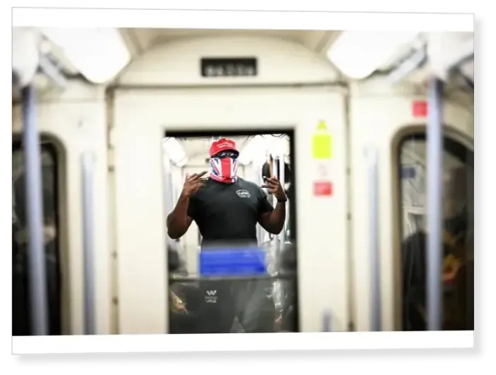 Print : SoulofSport. Derek Chisora fight week behind the scenes 2024. Weigh in day Derek takes the tube to the arena before hitting the scales