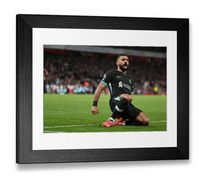Framed Print : Salah celebrates his goal Framed Print : Salah celebrates his goal