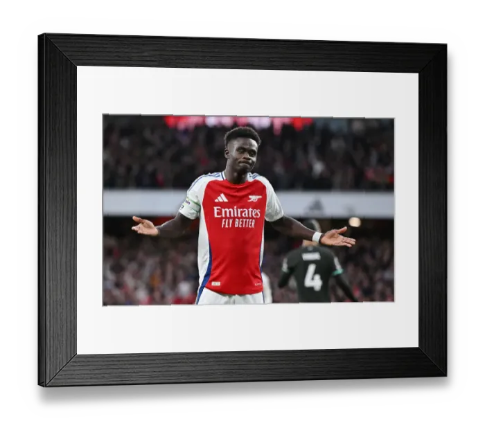 Framed Print : Saka celebrates his goal Framed Print : Saka celebrates his goal