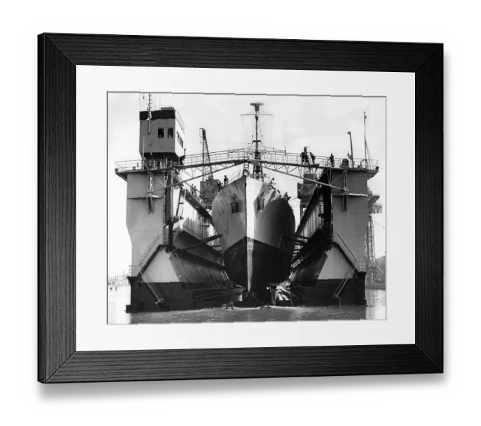 Framed Print : The admiralty floating dock showing HMS Apollo in the dock