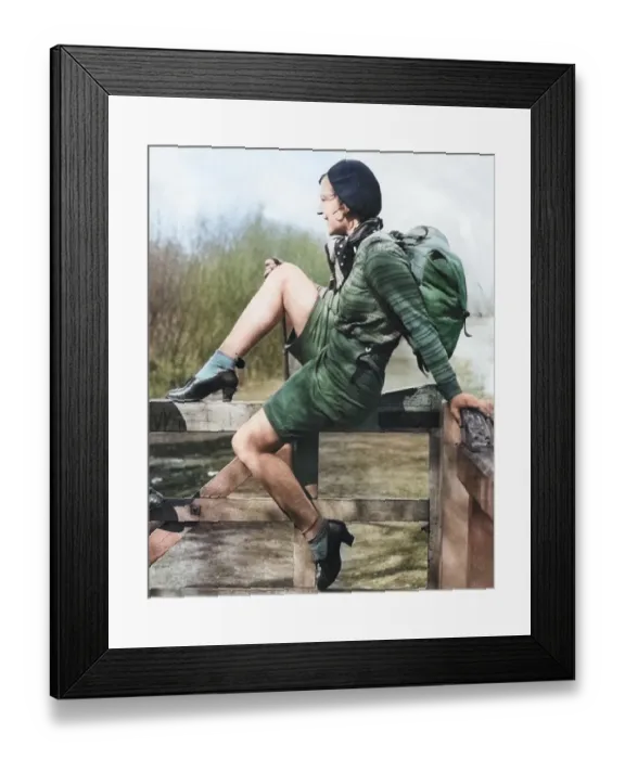Framed Print : Hiking, 1930s style Framed Print : Hiking, 1930s style