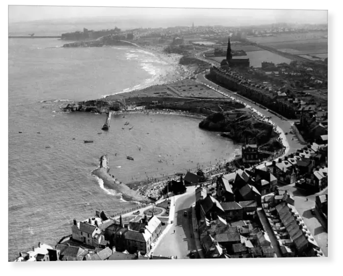 Print : Aerial view of Cullercoats near Tynemouth Print : Aerial view of Cullercoats near Tynemouth
