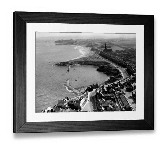 Framed Print : Aerial view of Cullercoats near Tynemouth