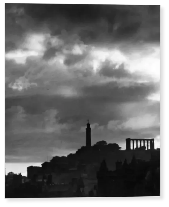 Print : Edinburgh skyline - showing Holyrood Palace and Calton Hill