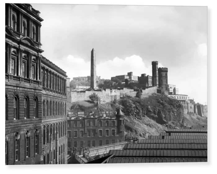 Print : Calton Hill Edinburgh showing the roof of Waverley Station 1950 Print : Calton Hill Edinburgh showing the roof of Waverley Station 1950