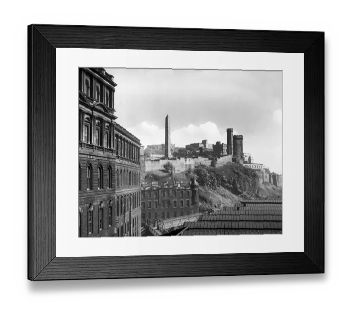 Framed Print : Calton Hill Edinburgh showing the roof of Waverley Station 1950 Framed Print : Calton Hill Edinburgh showing the roof of Waverley Station 1950