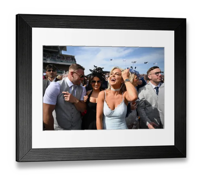 Framed Print : Racegoers at 2025 Grand National Aintree Framed Print : Racegoers at 2025 Grand National Aintree