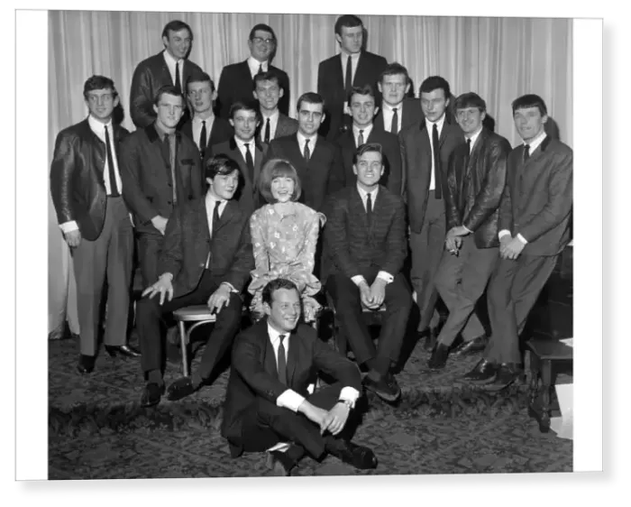 Print : Record producer and manager Brian Epstein (front) with Singer Cilla Black alongside Tommy Quickly (left) and Billy J Kramer (right) Print : Record producer and manager Brian Epstein (front) with Singer Cilla Black alongside Tommy Quickly (left) and Billy J Kramer (right)