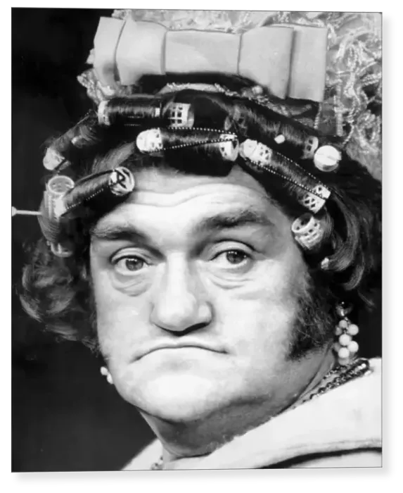 Print : Comedian Les Dawson in panto