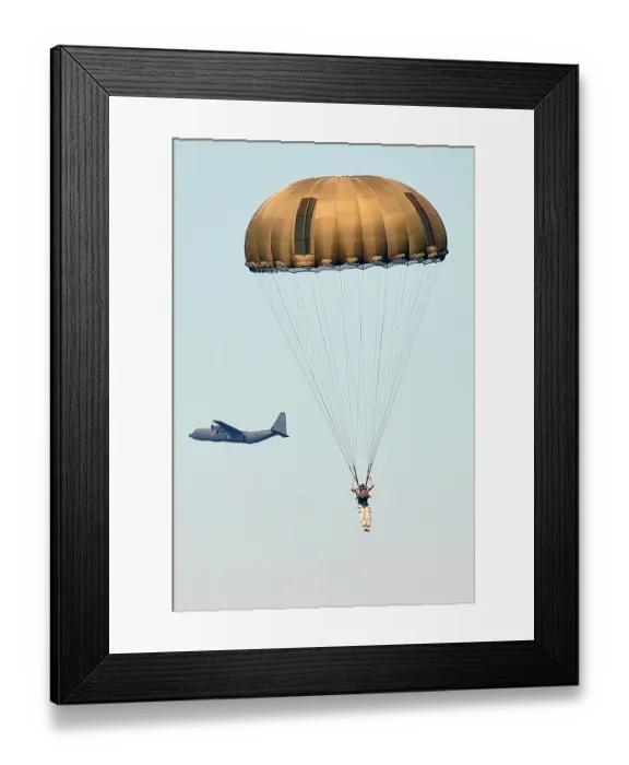 Framed Print : D-Day 70th Anniversary commemorations. - Paratroop drop over wheat field at Ranville, Normandy, France Framed Print : D-Day 70th Anniversary commemorations. - Paratroop drop over wheat field at Ranville, Normandy, France