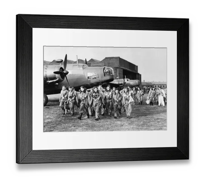 Framed Print : R.A.F. Bomber Command in World War II. The air crew who took part in the raid on Heligoland return after the ra Framed Print : R.A.F. Bomber Command in World War II. The air crew who took part in the raid on Heligoland return after the ra