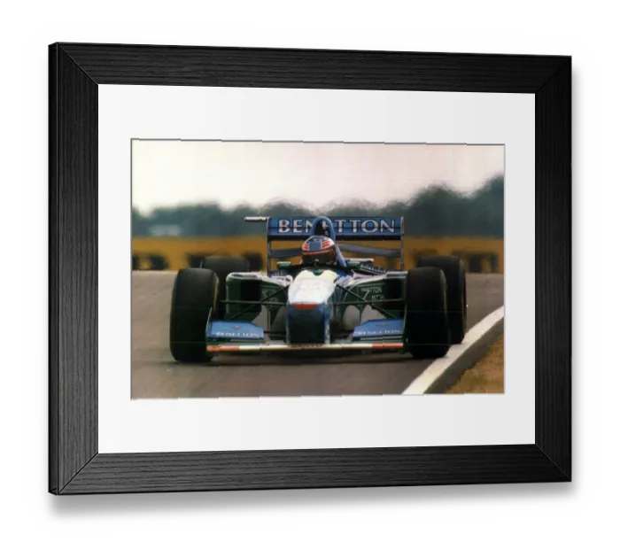 Framed Print : Michael Schumacher, racing driver, in action at Silverstone 1994 Framed Print : Michael Schumacher, racing driver, in action at Silverstone 1994