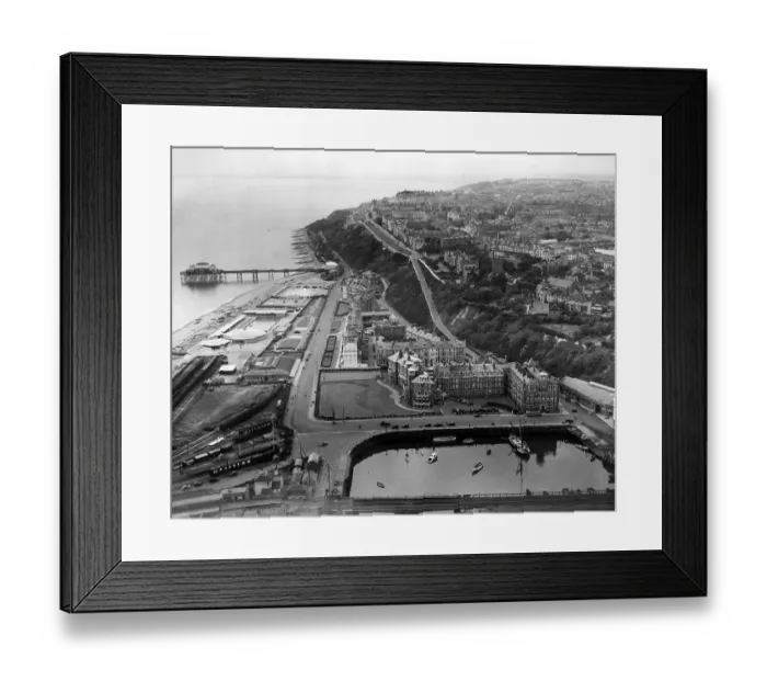 Framed Print : Aerial View of Folkestone seafront showing the Pavilion Hotel 1938 Framed Print : Aerial View of Folkestone seafront showing the Pavilion Hotel 1938