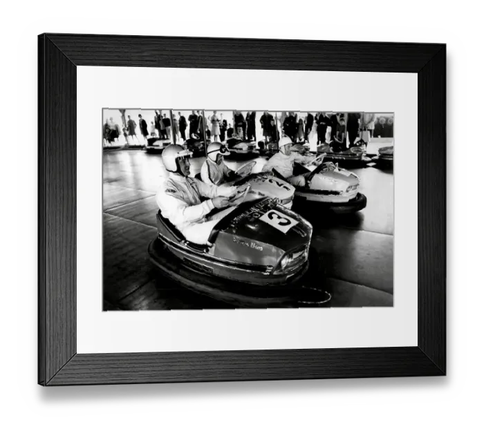 Framed Print : Racing drivers on the dodgems Framed Print : Racing drivers on the dodgems