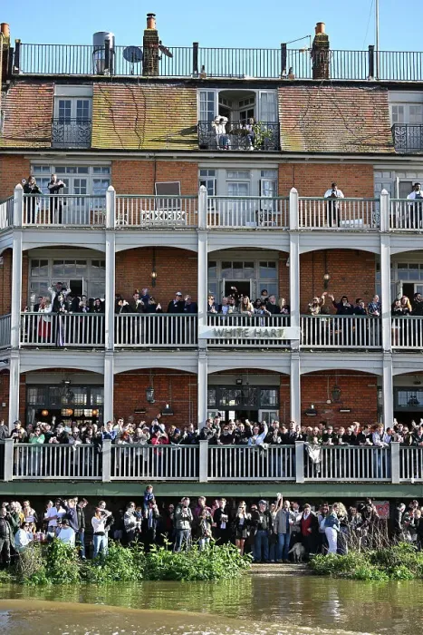 Framed Print : 2024 Boat Race Crowds at Barnes Framed Print : 2024 Boat Race Crowds at Barnes