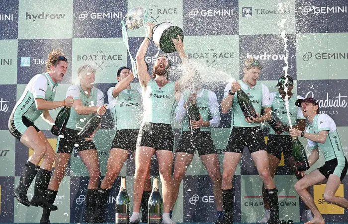 Framed Print : 2024 Boat Race Victorious Cambridge mens team Framed Print : 2024 Boat Race Victorious Cambridge mens team
