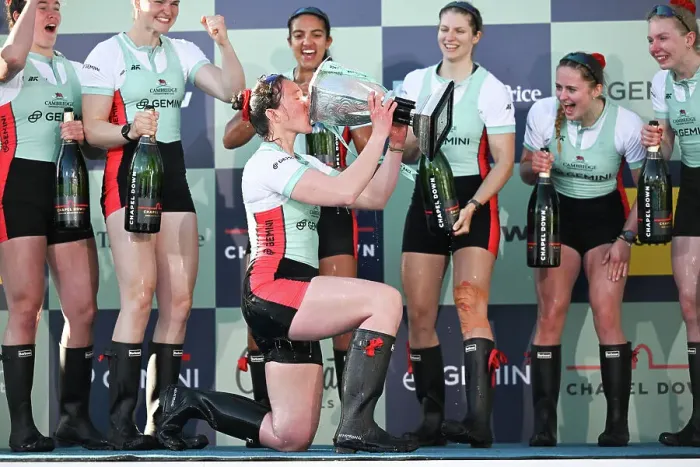Framed Print : 2024 Boat Race Victorious Cambridge womens team