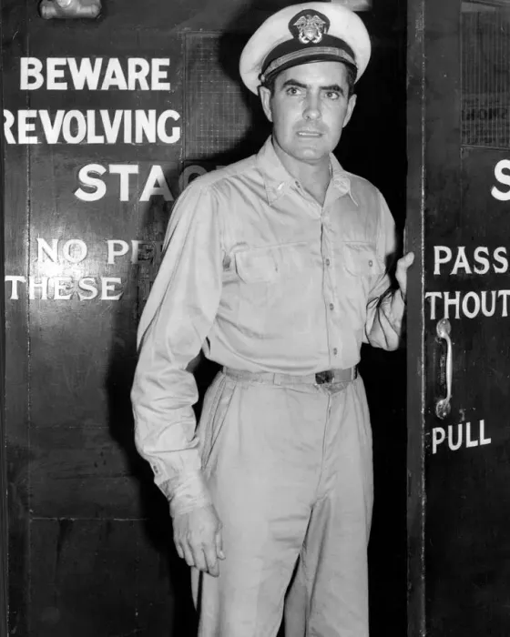 Framed Print : Actor Tyrone Power, first night of play Mr Roberts Framed Print : Actor Tyrone Power, first night of play Mr Roberts