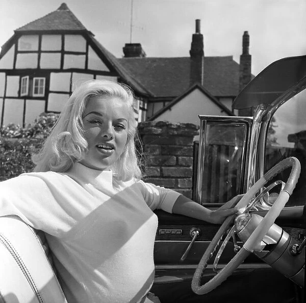 Actress Diana Dors at home at her farmhouse in Billinghurst, Sus