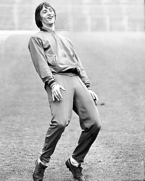 Ajax and Holland star Johan Cruyff during a training session in London