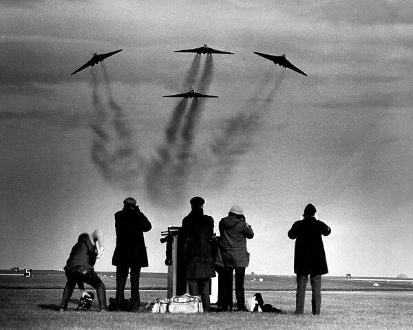 Avro Vulcan bombers of No. 44 Squadron perform their final scramble at RAF Waddington, Lincoln 1982