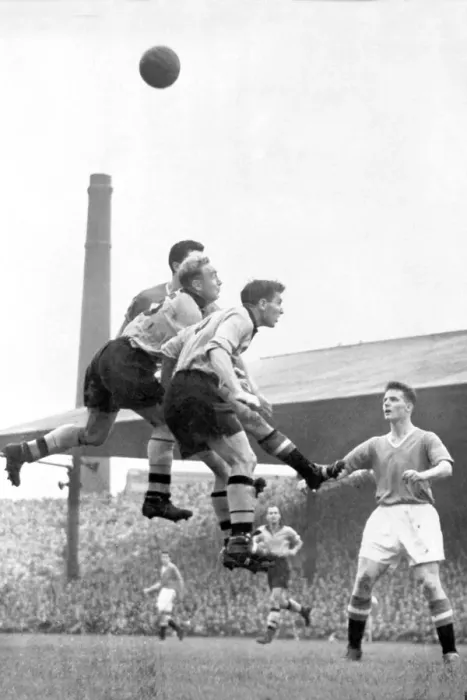 Framed Print : Billy Wright and Bill Shorthouse (Wolverhampton Wanderers) vs Tommy Taylor (Manchester United) at Old Trafford 1955 Framed Print : Billy Wright and Bill Shorthouse (Wolverhampton Wanderers) vs Tommy Taylor (Manchester United) at Old Trafford 1955