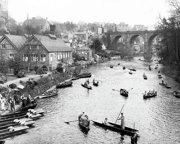 Boats on the River Nidd at Knaresborough, Yorkshire in 1935