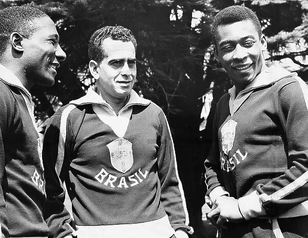 Brazil's footballers Santos, Zito and Pele take a walk in the sunshine at their Surrey Hotel 1966