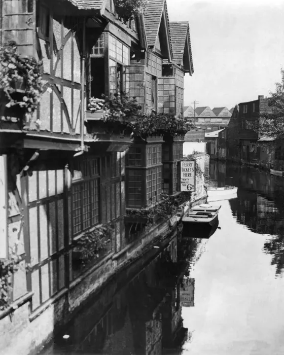 Framed Print : Canterbury, Kent, showing part of the old city wall and moat by the Dane John Gardens 1935