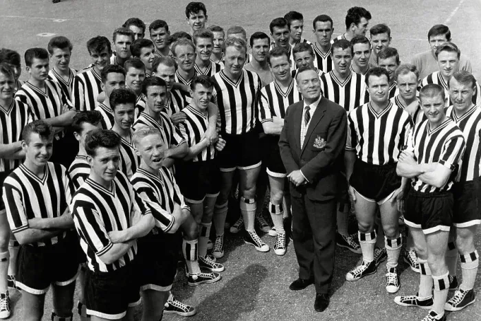Framed Print : Charlie Mitten with his Newcastle United footballers for the 1961 / 62 season Framed Print : Charlie Mitten with his Newcastle United footballers for the 1961 / 62 season