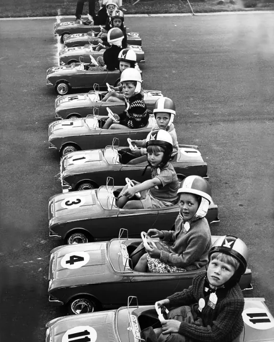 Framed Print : Children and their pedal cars taking part in the Junior Grand Prix at Crystal Palace Framed Print : Children and their pedal cars taking part in the Junior Grand Prix at Crystal Palace