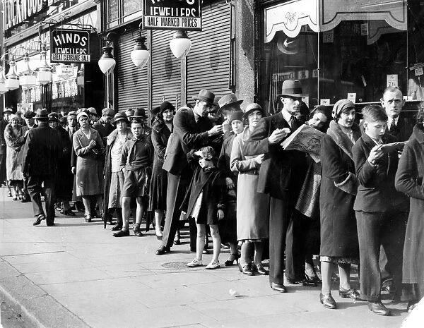 Cinema Queue. People queuing for the cinema. London 1932
