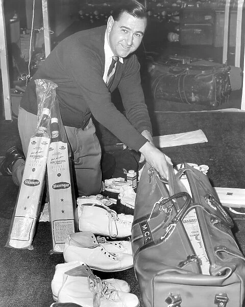 Colin Cowdrey prepares to fly out to India for the England cricket tour