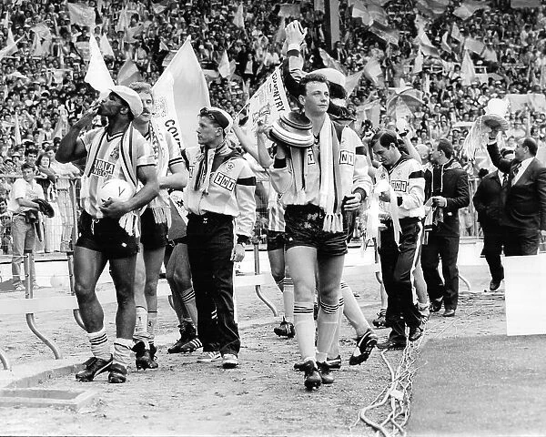 Coventry City players celebrate their win over Spurs in the 1987 FA Cup final
