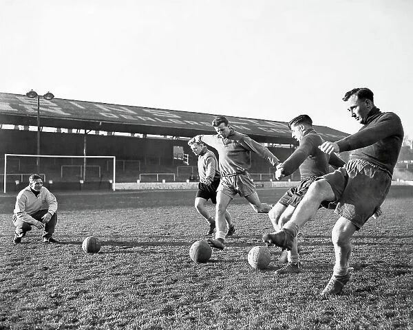 Coventry City players going through their shooting practice prior to a FA Cup match