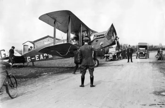 Framed Print : Croydon Airport 1920 Planes crossing the road Framed Print : Croydon Airport 1920 Planes crossing the road